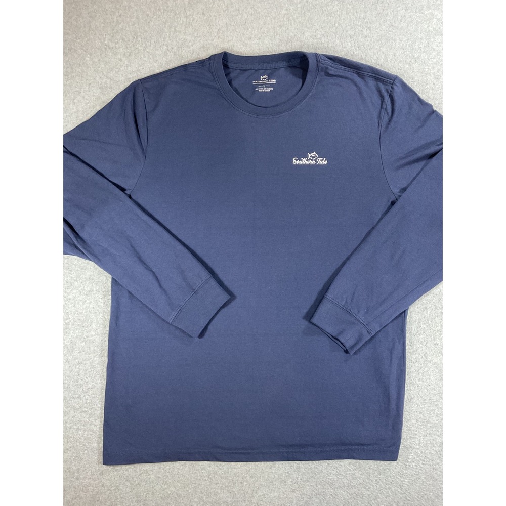 Southern Tide Mens L Navy Blue Holiday Wreath Skipjack Long Sleeve T-Shirt 1719